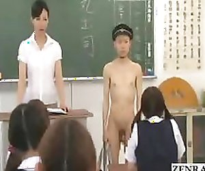 New Japanese transfer student goes naked in school CFNM style